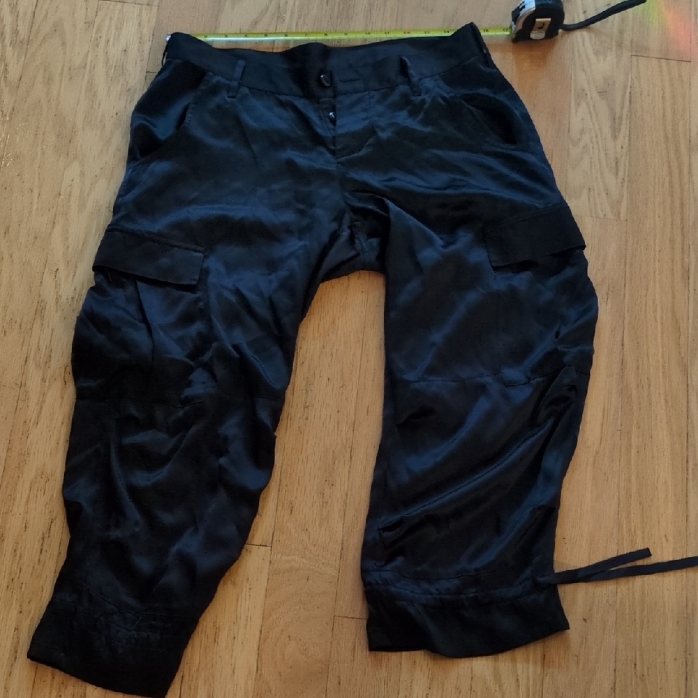Womens Silk Black Cargo Pants